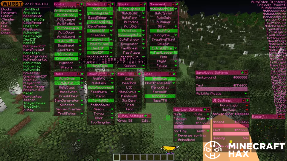 minecraft wurst hacked client 1.13.2